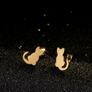Stainless steel cute cat stud earrings